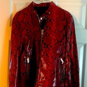 Mens Red Leather jacket by Farrell Jean Andrea made in Turkey